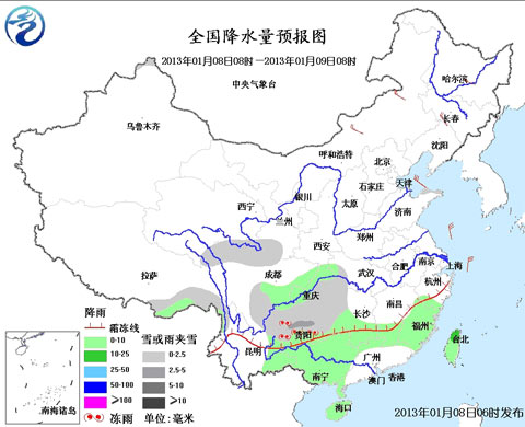 雨雪低温再袭南方 贵州湖南等地有冻雨
