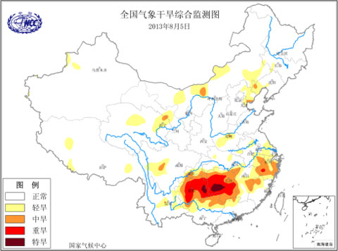 干旱黄色预警：黔湘鄂浙赣存在中度到重度气象干旱