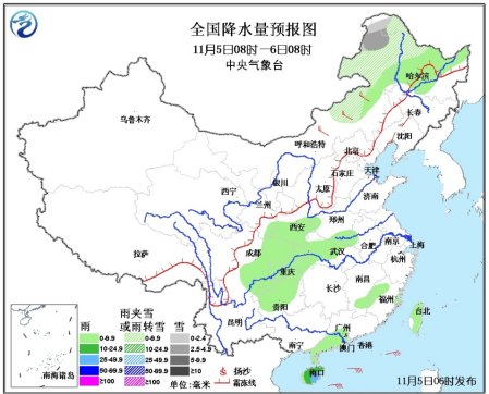 内蒙古东部东北地区有雨雪华北、东北将降温（图）