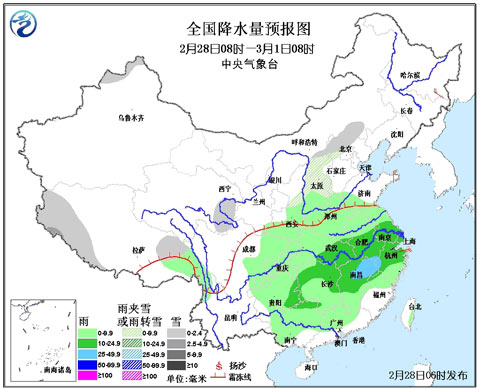 今天南方降雨明显加强 阴雨将持续到3月上旬