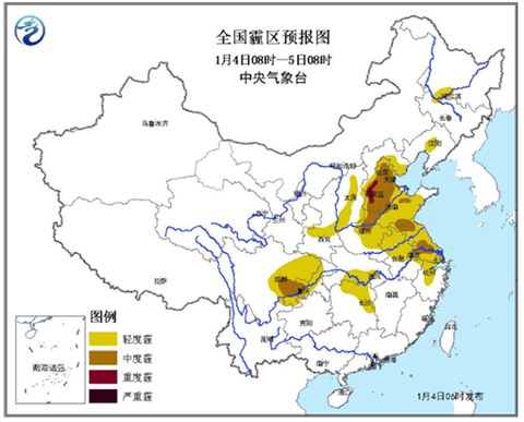 华北黄淮雾霾持续 明起全国大部迎雨雪