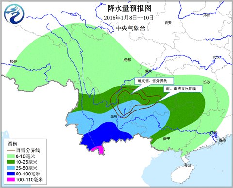 云南贵州迎强雨雪天气寒 河北局部重度霾