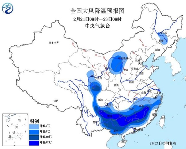 雨雪覆盖我国大部疆域 多地降温超12℃